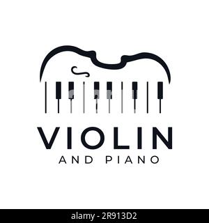 Instrument de musique rétro vintage inspiration violon et piano symbole icône logo design Illustration de Vecteur