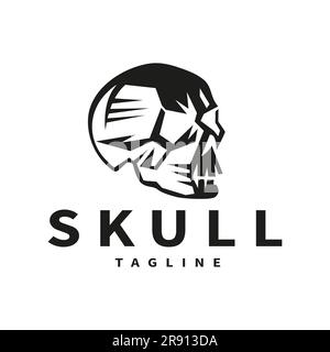 Illustration de la forme du crâne de la tête humaine logo simple style vintage Illustration de Vecteur