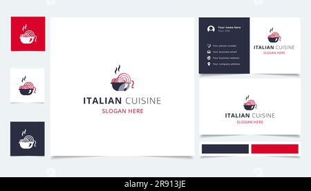 Logo cuisine italienne avec texte modifiable. Modèle de livre de marque et de carte de visite. Illustration de Vecteur