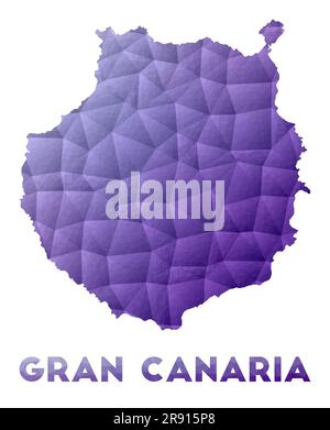 Carte de Gran Canaria. Illustration poly basse de l'îlot. Motif géométrique violet. Illustration de vecteur polygonal. Illustration de Vecteur