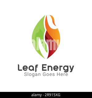 Logo énergie feuille Design logo énergie naturelle feuille avec logo feu Illustration de Vecteur