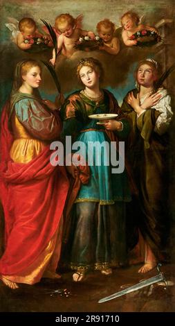 S. Lucia, S. Apollonia e S. Barbara - olio su tela - Domenico Fiasella detto il Sarzana - secondo quarto del XVII secolo - Sarzana (SP) chiesa di S. Banque D'Images