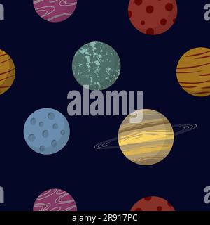 Vecteur de motif sans couture des planètes spatiales Illustration de Vecteur
