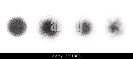Bruit de gradient des cercles de pulvérisation. Ronds en pointillés avec effet texturé. Formes brossées à crépi circulaire. Gouttes de vecteur flou granuleux. Illustration de Vecteur