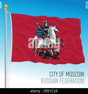 Ville de Moscou drapeau pennant, Fédération de Russie, illustration vectorielle Illustration de Vecteur