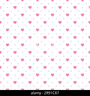 Fond sans couture à motif coeur en polka. Motif coeurs et pois roses vectoriels. Motif Saint-Valentin. Illustration de Vecteur