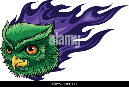 illustration vectorielle de la tête de hibou avec des flammes Illustration de Vecteur