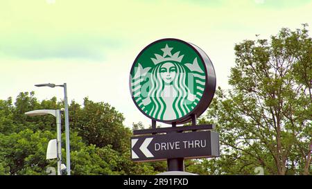 affiche du drive-in starbucks Banque D'Images