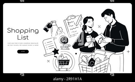 Liste d'achats - bannière de style design de ligne moderne Illustration de Vecteur