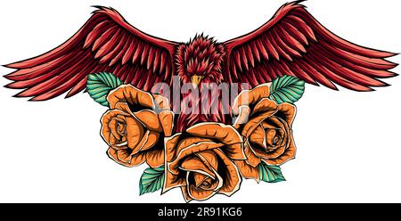 illustration vectorielle de l'aigle avec des roses de fleur Illustration de Vecteur