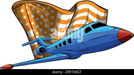 illustration vectorielle d'un avion avec drapeau américain Illustration de Vecteur