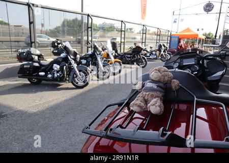 23 juin 2023. Budapest, Hongrie Festival d'anniversaire Harley-Davidson 120th. Le plus grand festival de moto d'Europe dans le parc Puskás Arena de la capitale hongroise. Crédit: Ilona Barna BIPHOTONEWS/Alamy Live News Banque D'Images