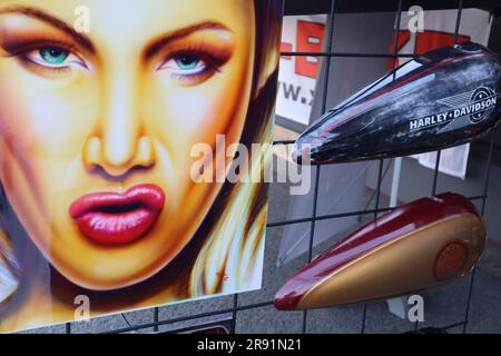 23 juin 2023. Budapest, Hongrie Festival d'anniversaire Harley-Davidson 120th. Le plus grand festival de moto d'Europe dans le parc Puskás Arena de la capitale hongroise. Crédit: Ilona Barna BIPHOTONEWS/Alamy Live News Banque D'Images