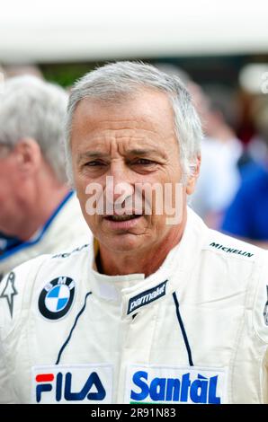 Riccardo Patrese au Goodwood Festival of Speed 2016. Ancien pilote de course Grand Prix Banque D'Images