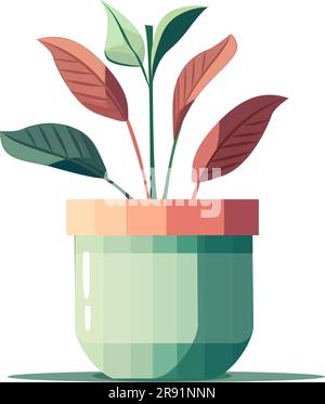 le pot, les plantes maison dans le style vintage Illustration de Vecteur