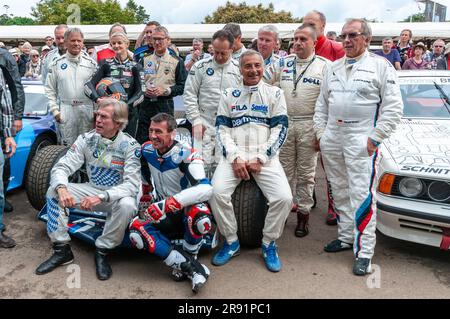 Pilotes et pilotes BMW au Goodwood Festival of Speed 2016. Célébration de l'histoire de BMW Motorsport Banque D'Images