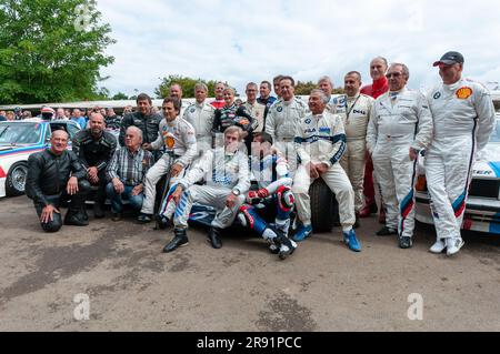 Pilotes et pilotes BMW au Goodwood Festival of Speed 2016. Célébration de l'histoire de BMW Motorsport Banque D'Images