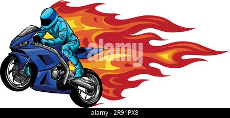 Illustration vectorielle de Fiery Sports Motorbike Racer Illustration de Vecteur