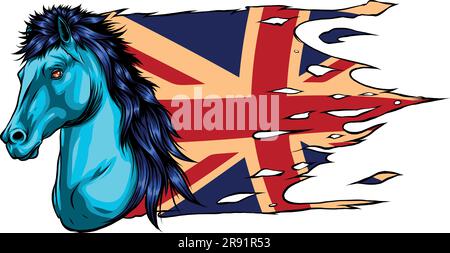 illustration vectorielle d'une tête de cheval avec drapeau britannique Illustration de Vecteur