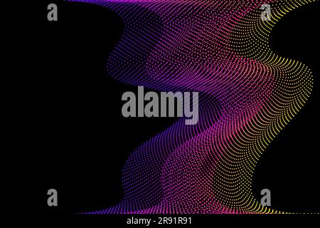 Arrière-plan abstrait de points et de lignes entrelacés, texture Fractal avec gradient, technologie cyber futuriste. Diaphragme musical à ondes vocales Illustration de Vecteur