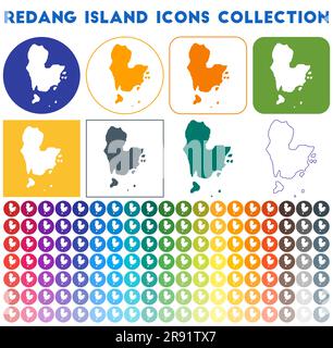 Collection Redang Island Icons. Icônes de carte tendance colorées et lumineuses. Badge moderne de l'île de Redang. Illustration vectorielle. Illustration de Vecteur