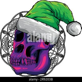 Illustration vectorielle, tête du crâne du chimpanzé dans un chapeau Illustration de Vecteur