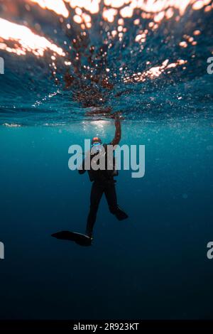 Jeune homme plongée sous-marine Banque D'Images