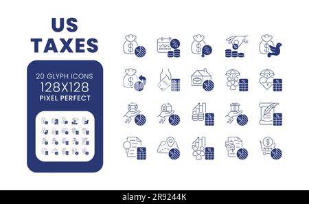 PACK d'icônes de bureau UNIES NOIRES taxes AMÉRICAINES Illustration de Vecteur