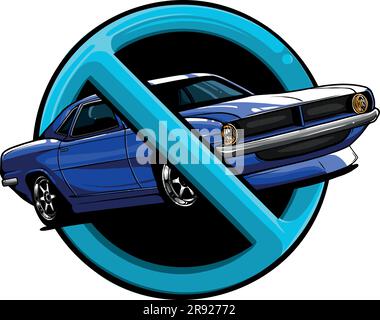 illustration vectorielle de l'interdiction de muscle car sur fond blanc Illustration de Vecteur