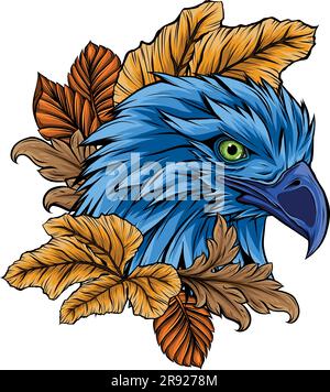 illustration vectorielle de la tête de l'aigle avec les feuilles Illustration de Vecteur