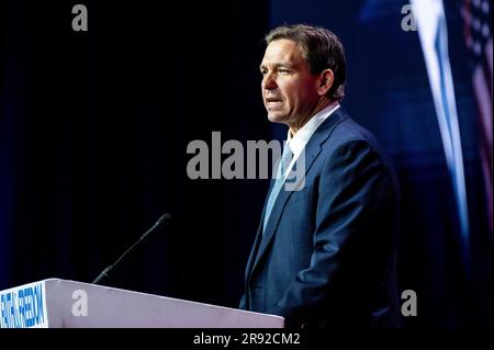 23 juin 2023, Washington, District de Columbia, Etats-Unis : le gouverneur de Floride, RON DESANTIS (R), s'exprimant lors de la conférence sur la voie de la politique majoritaire de la Coalition foi et liberté, à Washington, DC. (Credit image: © Michael Brochstein/ZUMA Press Wire) USAGE ÉDITORIAL SEULEMENT! Non destiné À un usage commercial ! Banque D'Images