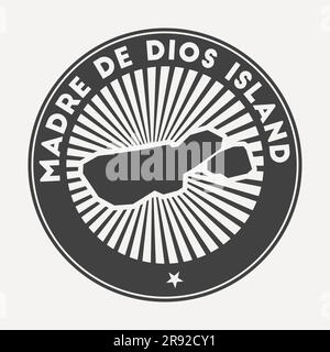 Logo rond de l'île Madre de Dios. Badge de voyage vintage avec le nom circulaire et la carte de l'île, illustration vectorielle. Illustration de Vecteur