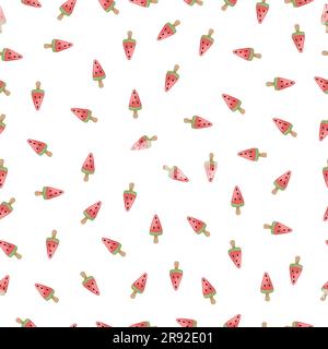 Joli motif sans couture dessiné à la main avec crème glacée. Peut être utilisé pour le papier d'emballage, l'emballage cadeau, les textiles, etc Illustration de Vecteur