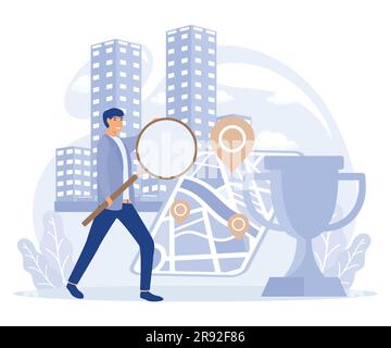 Concept touristique, recherche interactive de la ville, visite de la ville, projet destinations intelligentes, parc urbain, vieille ville, prise de photos, smart spot, mode vectoriel plat Illustration de Vecteur