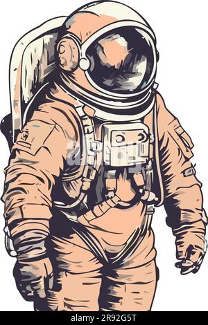 l'astronaute en costume spatial explore la galaxie avec l'équipement Illustration de Vecteur