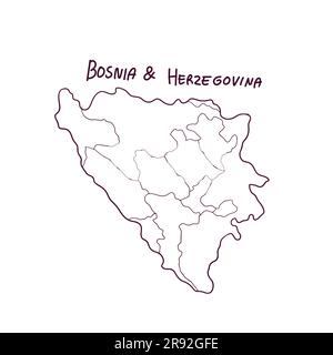 Doodle Map de Bosnie-Herzégovine dessiné à la main. Illustration vectorielle Illustration de Vecteur