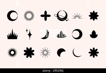 Formes et éléments esthétiques de couleur blak. Illustration de Vecteur