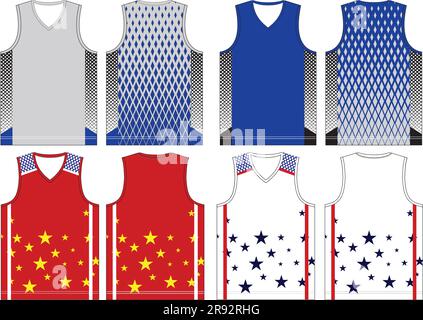 Modèles de maillots de basket-ball en jersey Illustration de Vecteur