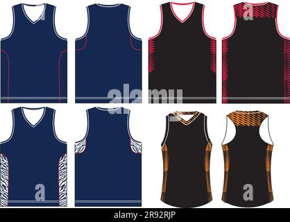 Modèles de maillots de basket-ball en jersey Illustration de Vecteur