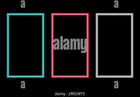Ensemble de cadres colorés brillants Rectangle élément de design décoratif cadre d'image vertical ou horizontal Illustration vectorielle isolée sur fond noir Illustration de Vecteur