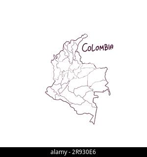 Carte Doodle dessinée à la main de Colombie. Illustration vectorielle Illustration de Vecteur