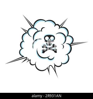 FART fumée nuage odorant avec crâne et os croisant pop art bande dessinée dessin animé plat style dessin vectoriel illustration. Mauvaise trace ou arome de fart toxique Illustration de Vecteur