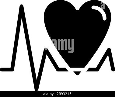 Icône de glyphe noir de cardiologie Illustration de Vecteur