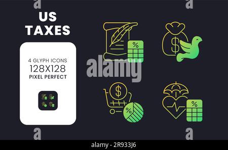 ICÔNES de bureau À dégradé Uni jaune TAXES AMÉRICAINES Illustration de Vecteur