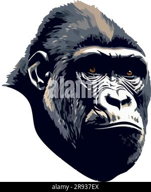 motif visage gorilla sur blanc Illustration de Vecteur