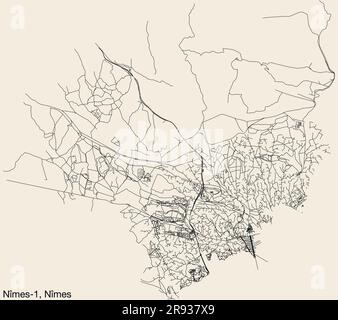 Plan des rues du CANTON DE NÎMES-1, NÎMES Illustration de Vecteur