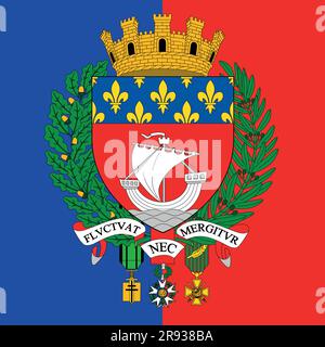 Ville de Paris armoiries sur le drapeau, France, Union européenne, illustration vectorielle Illustration de Vecteur