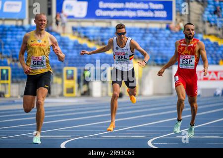 Chorchichow, Pologne. 23rd juin 2023. Dylan Borlee Belge photographiée en action lors des Championnats d'équipe d'athlétisme européen, à Chorchichow, Silésie, Pologne, vendredi 23 juin 2023. Team Belgium est en compétition dans la première division du 23 au 25 juin. BELGA PHOTO THOMAS WINDESTAM crédit: Belga News Agency/Alay Live News Banque D'Images