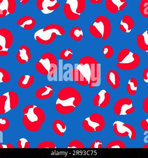 Motif américain sans coutures en léopard. Imprimé animal en couleurs drapeau des États-Unis. Rouge blanc bleu 4th de juillet arrière-plan patriotique. Modèle vectoriel pour la structure, te Illustration de Vecteur