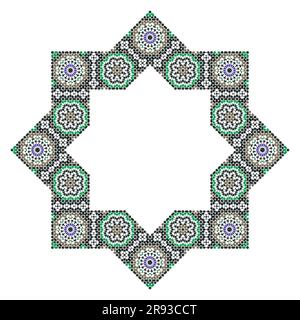 Étoile octogonale décorative avec un ornement de style arabe Illustration de Vecteur